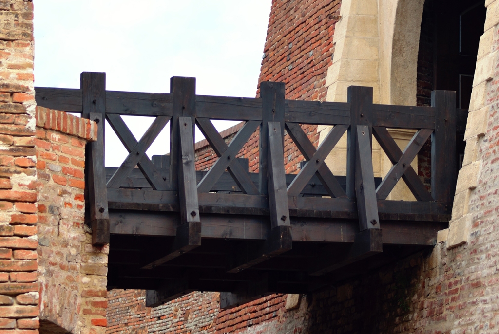 Short Wooden Bridge Connecting Medieval Buildings