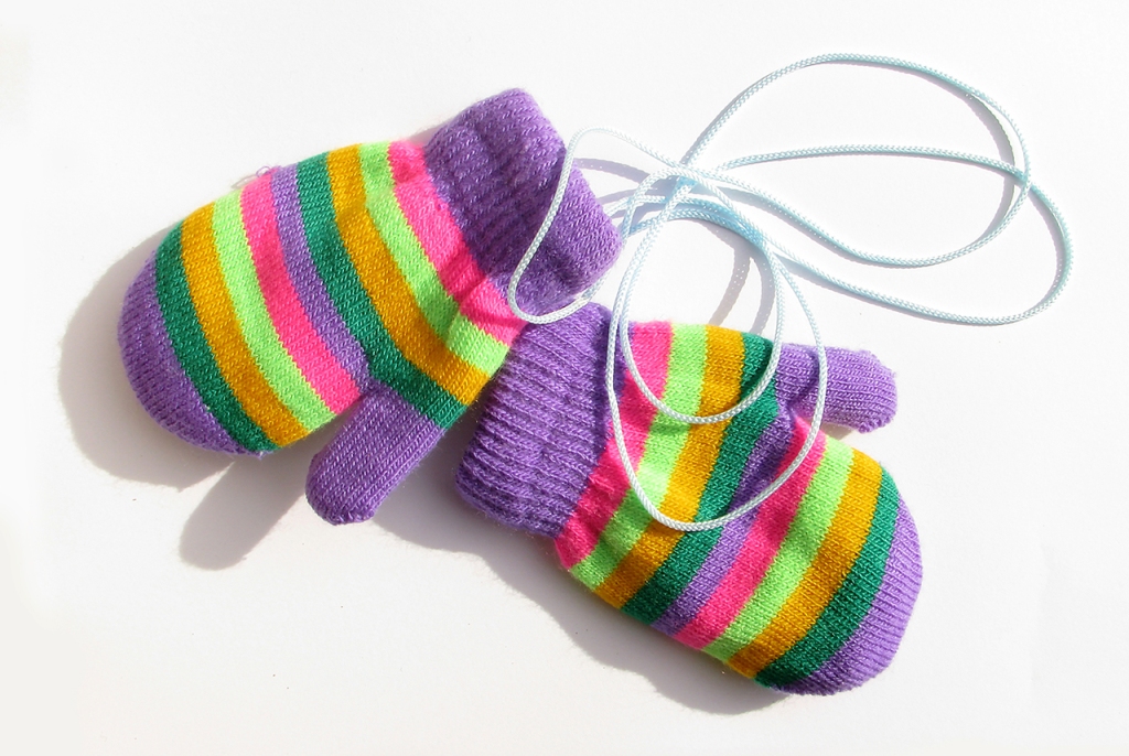 Tiny Knitted Mittens on a String